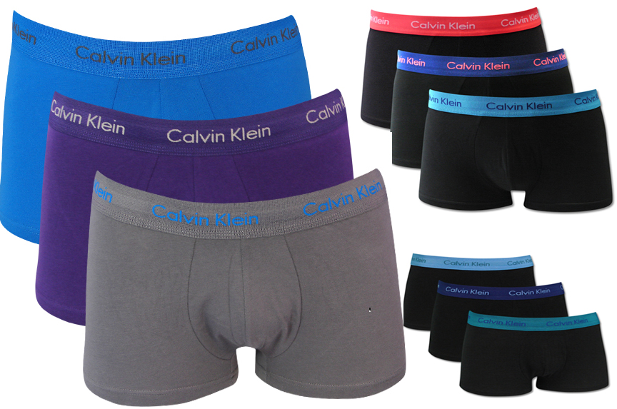 Pack Calvin Klein Herren Boxershorts low kurz schwarz bunter Bund S